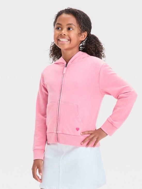 Cat & Jack Other - Girls' Hearts French Terry Zip-up Hoodie